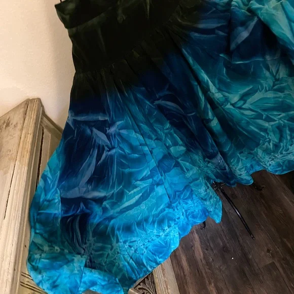 Solitaire Strapless Ombre Teal & Black Maxi Dress or skirt - Picture 10 of 11